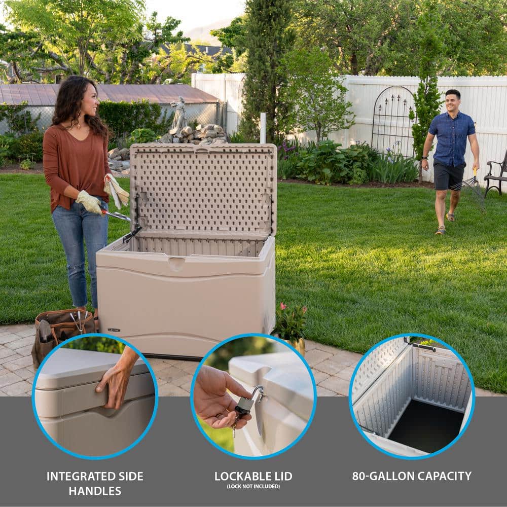 Desert Sand 80 Gallon Polyethylene Lockable Deck Box