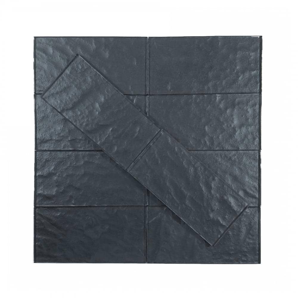 Metallics Blue Gray 3 in. x 6 in. Glossy Textured Glass Subway Wall Tile(14 sq.ft./Case) price history on PriceWatchPro
