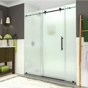 Coraline 68 in. to 72 in. x 76 in. Frameless Sliding Shower Door with Frosted Glass in Matte Black