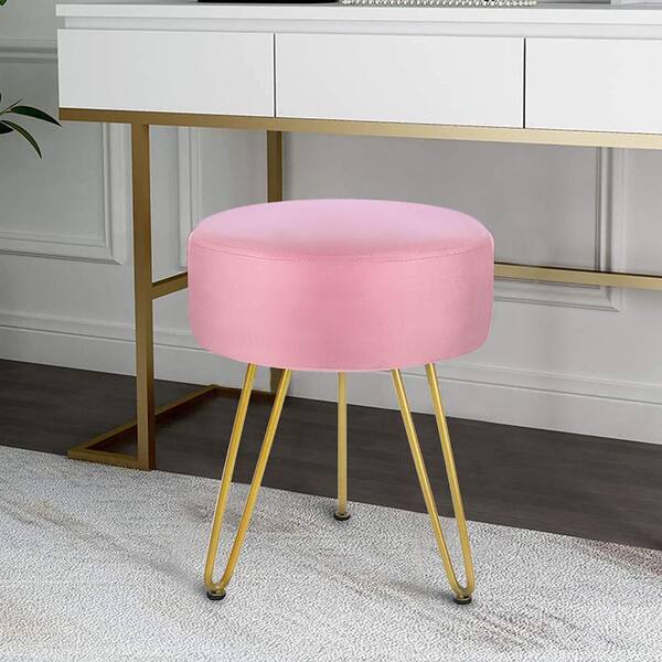 Get Set Style Vanity Stool Chair,Modern Boucle Ottoman Foot Stool with  Wooden Legs Sofa Bench Footstool Extra Seat for Vanity,Makeup Room,Living