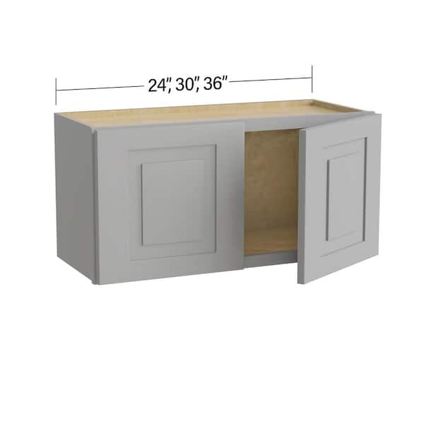 Home Decorators Collection Grayson 36 in. W x 12 in. D x 15 in. H Assembled Plywood Wall Bridge Kitchen Cabinet in Pearl Gray with Soft Close