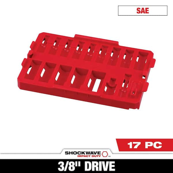 Milwaukee SHOCKWAVE 3/8 in. Drive SAE Socket 17-Piece (Tray-Only)