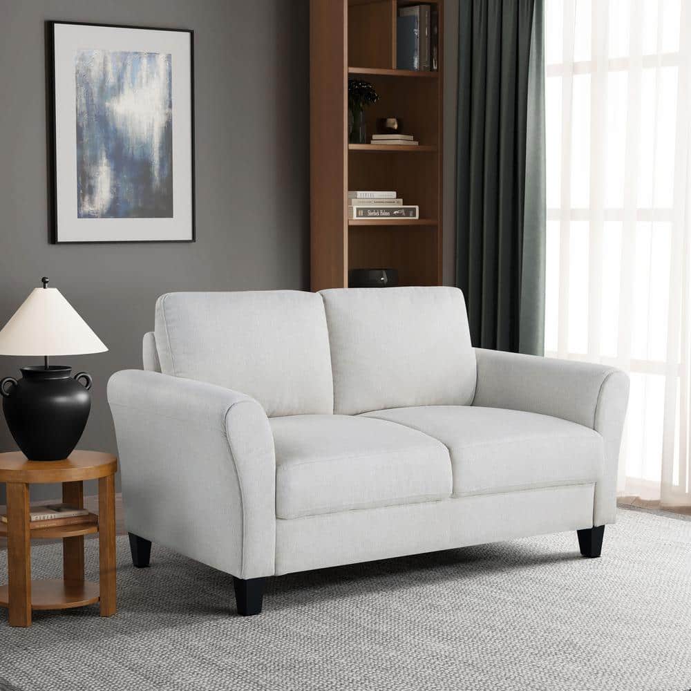 Lifestyle Solutions Wesley 57.9 in. Oyster Microfiber 2-Seater Loveseat ...