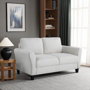Wesley 57.9 in. Oyster Microfiber 2-Seater Loveseat with Round Arms
