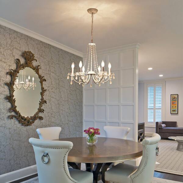 LWYTJO 6-Light White Classic/Traditional Chandelier with