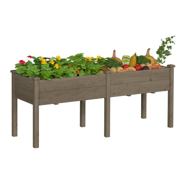72 in. L x 24 in. W x 30 in. H Cedar Wood Raised Garden Bed Elevated Planter Box with 2-Planting Areas, Brown
