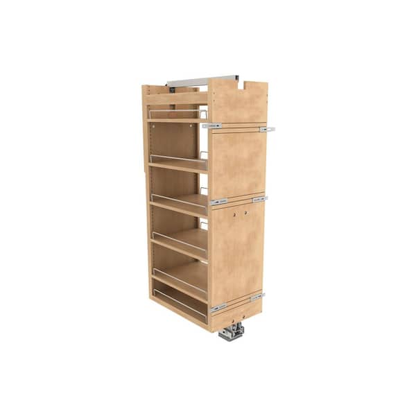 Wood Tall Cabinet Pullout Pantry Organizer w/ Soft-Close