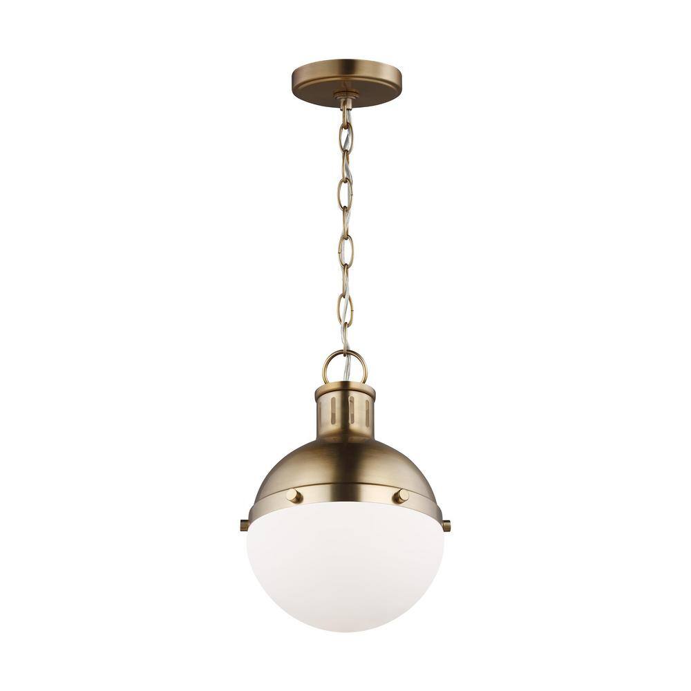 Satin Brass Mini Globe Pendant with Smooth White Glass Shade