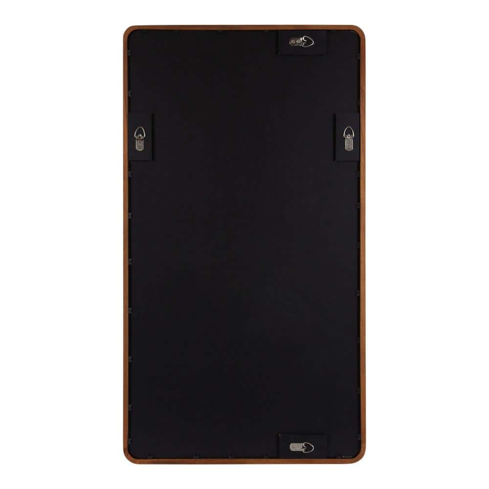 Walnut Brown Rectangular Wood Framed Wall Mirror, 20 x 36