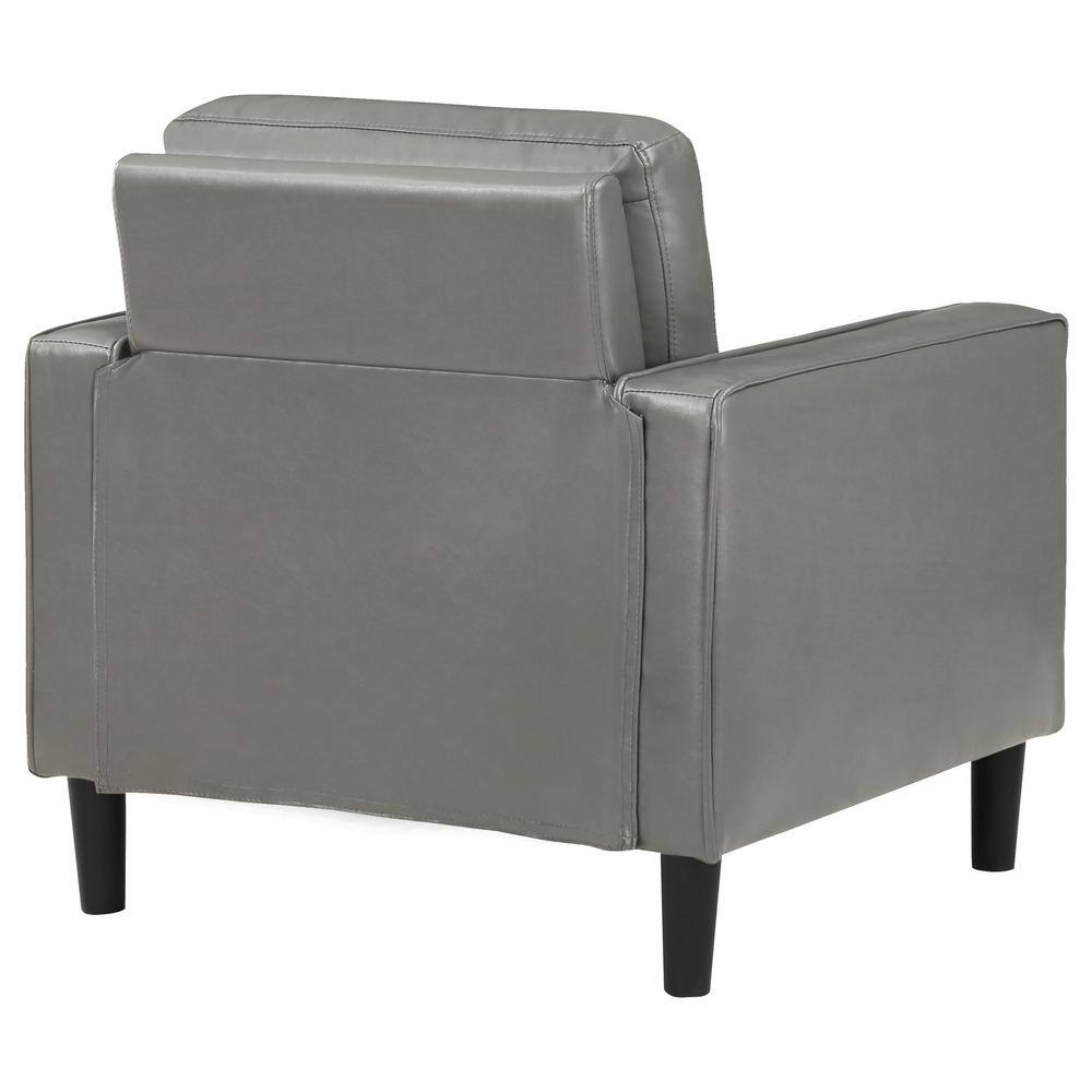 Ruth Dark Gray Faux Leather Wood Accent Chair