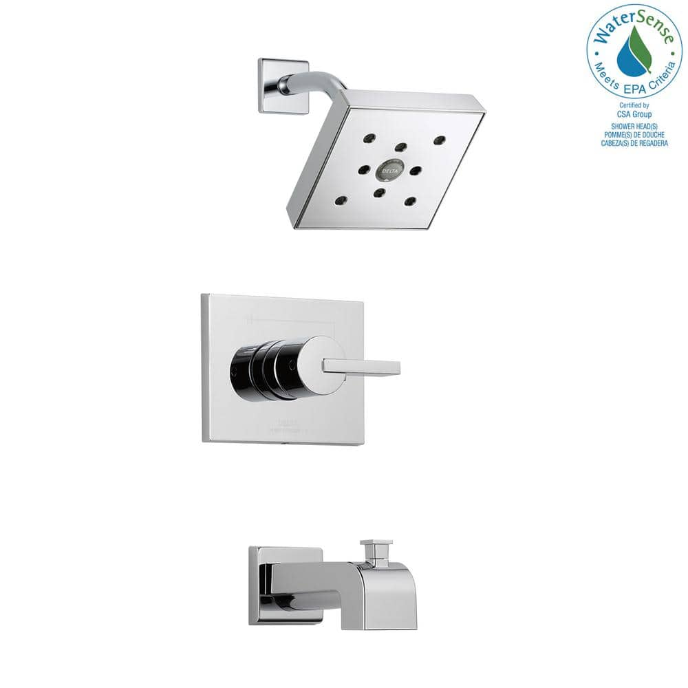 Delta Vero 1-Handle Wall Mount Tub and Shower Faucet Trim Kit in Chrome ...