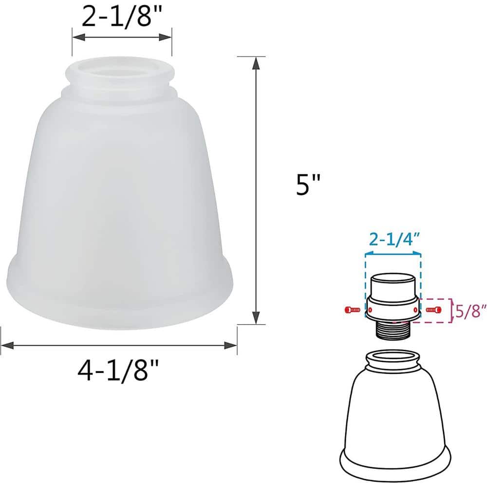 Transitional Frosted Glass Bell Ceiling Fan Replacement Shade Set