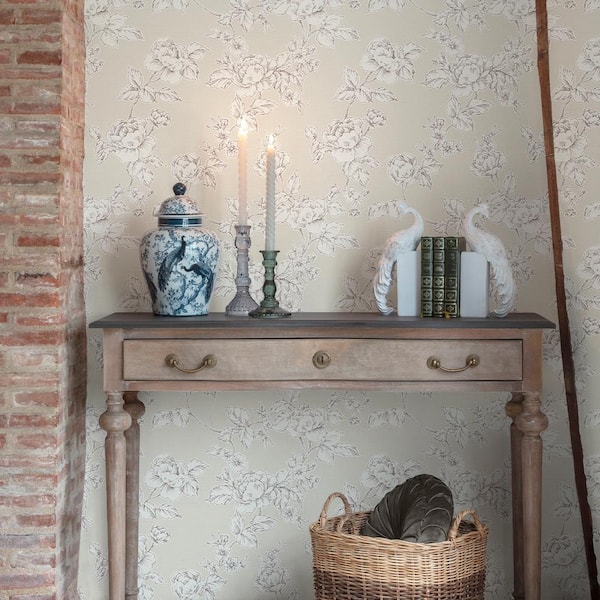 Pollington Roses Natural Wallpaper