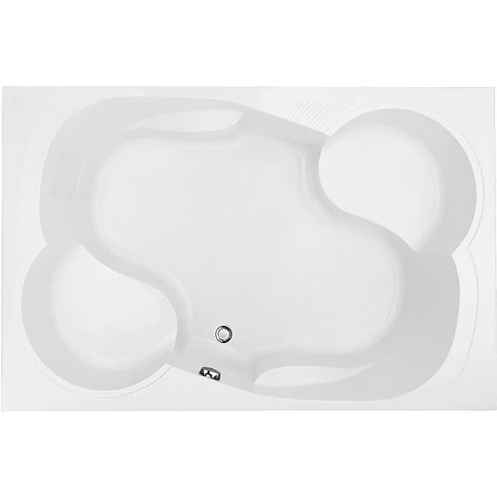 Makyla 75'' x 48'' White Acrylic Drop-In Whirlpool Bathtub