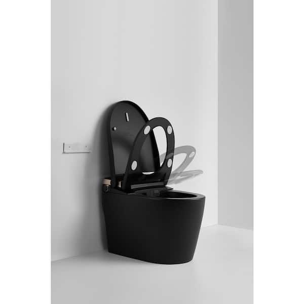 WELLFOR USBY 1.28 GPF Elongated Black Bidet Toilet with Heated Seat & Auto Features