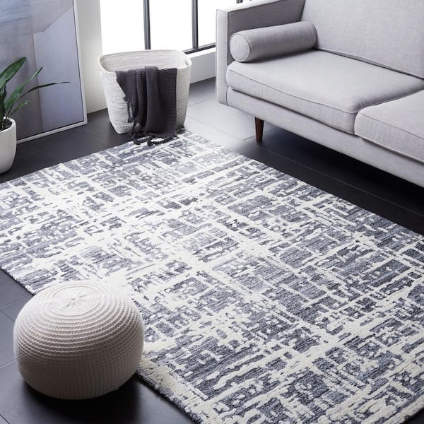 Soho 6 ft. x 9 ft. Gray/Ivory Distressed Abstract Area Rug