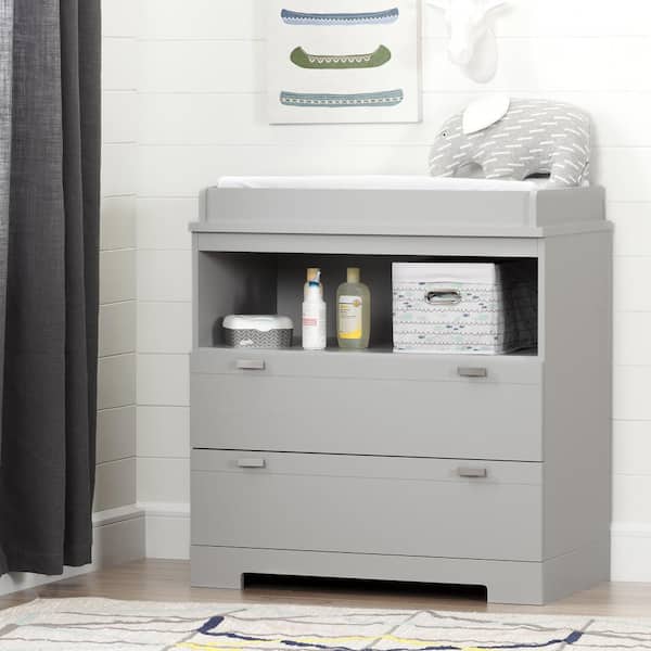 South Shore Reevo 2-Drawer Soft Gray Changing Table