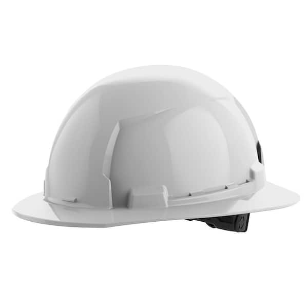 BOLT White Type 1 Class E Full Brim Non-Vented Hard Hat with 6-Point Ratcheting Suspension
