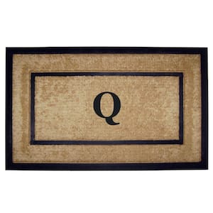 DirtBuster Single Picture Frame Black 22 in. x 36 in. Coir with Rubber Border Monogrammed Q Door Mat
