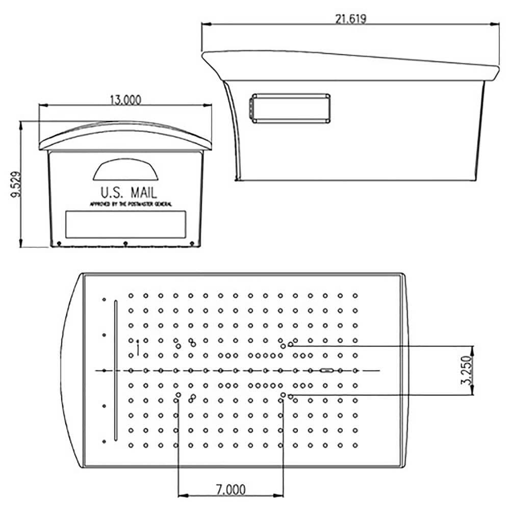 Large Black Lockable Plastic Post Mount Mailbox