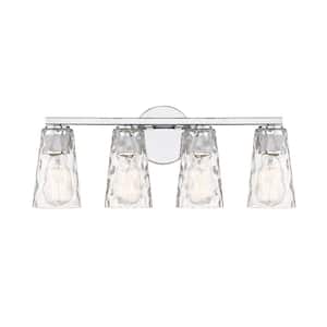 Gordon 22 in. 4-Light Chrome Vanity Light with Clear Water Glass Shades