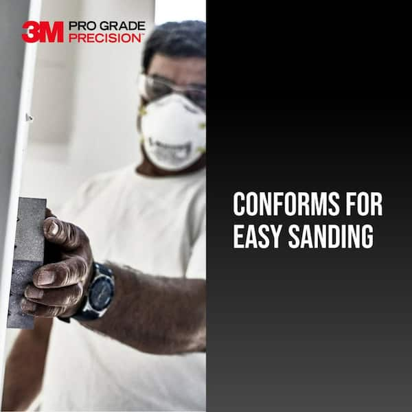 3M Pro Grade Precision 4-1/2 in. x 2-1/2 in. x 1 in. 120-Grit Fine Dust Channeling Sanding Sponge (Case of 12)