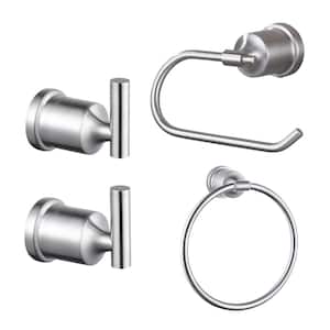 Brushed Nickel 4 -Piece Bath Hardware Set with Mounting Hardware in Stainless Steel
