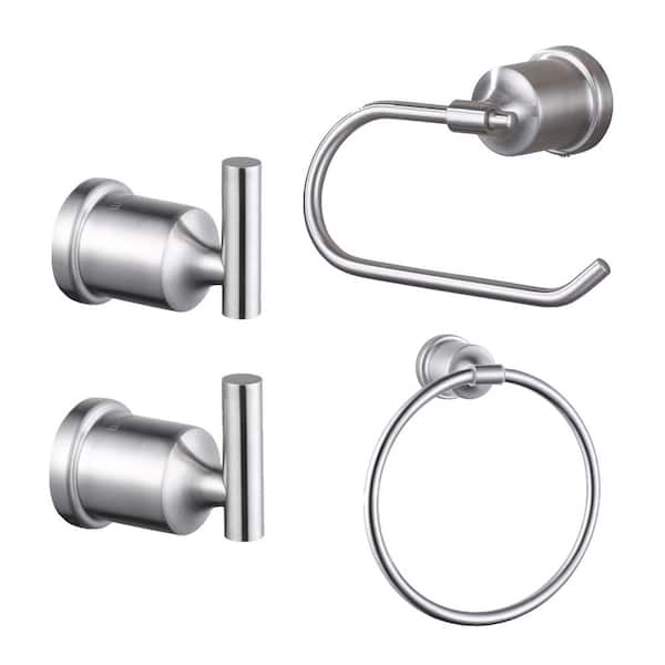 WOWOW Brushed Nickel 4 -Piece Bath Hardware Set with Mounting Hardware ...