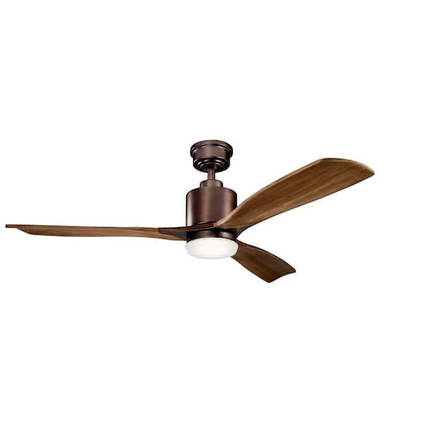 KICHLER Ridley II 52 in. Indoor Oil Brushed Bronze Downrod Mount Ceiling Fan with Integrated LED with Wall Control Included