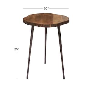 21 in. Brown Large Round Wood End Table