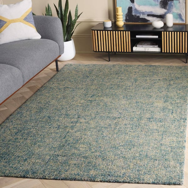 Gabbeh 6 ft. x 9 ft. Light Blue/Beige Solid Area Rug