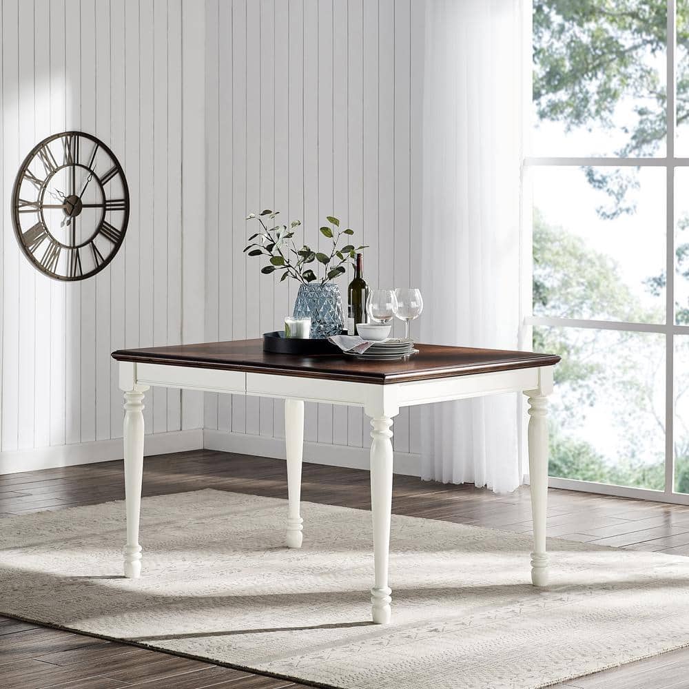 Shelby Extendable Solid Hardwood Dining Table in Antique White