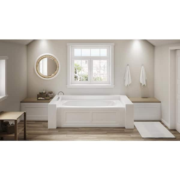 AMIGA 72 in. x 36 in. Acrylic Right-Hand Drain Alcove Rectangular 2-Panel Bathtub in White