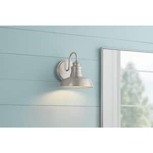 Elmcroft 7.63 in. 1-Light Brushed Nickel Modern Farmhouse Wall Mount Sconce Light with Metal Shade