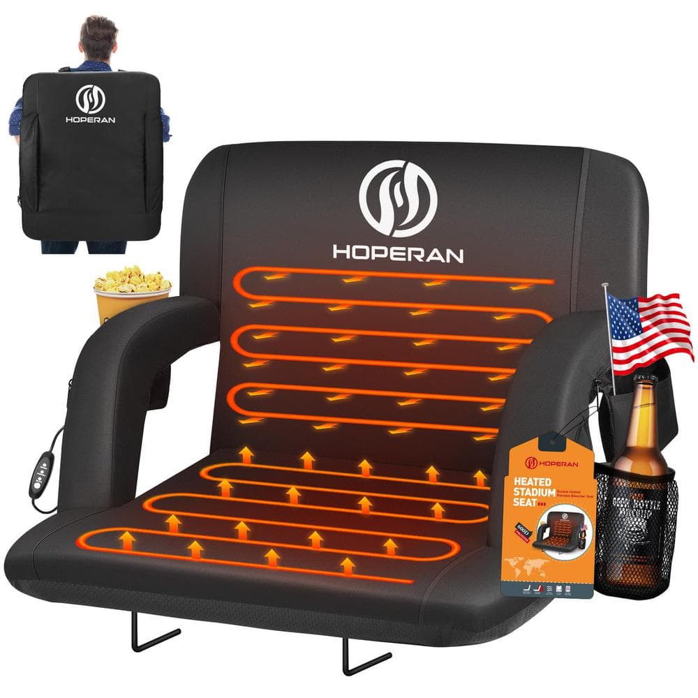 Black 23 in. W Outdoor Heated Stadium Seats for Bleachers with Backs and Cushion Wide, Portable Foldable Bleacher Chair price history on PriceWatchPro