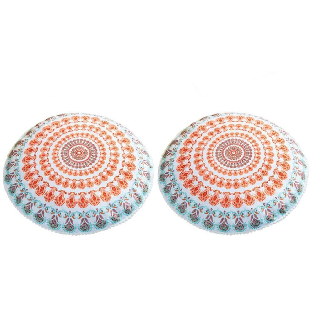 Coral Outdoor Throw Meditation Floor Pillow, Round Large Pillows Seating, B