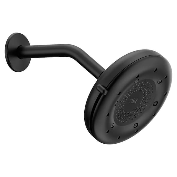 MOEN Quattro 4-Spray Patterns with 1.5 GPM 6.5 in. Single Wall Mount Fixed Shower Head in Matte Black