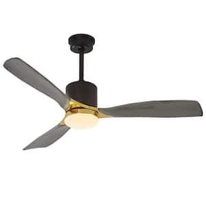 Light Pro 52 in. Integrated LED Light Indoor Black Smart Solid Wood Ceiling Fan with Remote Control and 6-Speed DC Motor