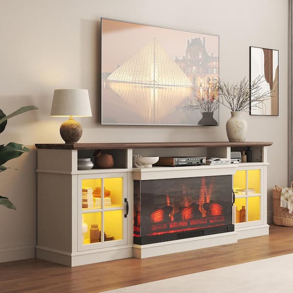 Sizzim 70 in. Freestanding Electric Fireplace TV Stand with Open