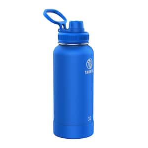 Hydraflow Hybrid - Triple Wall Vacuum Insulated Water Bottle with Dual Lid  (17oz, Powder Aqua) Stainless Steel Metal Thermos, Reusable Leak Proof