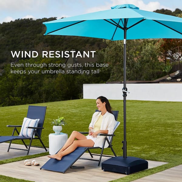 best choice products mobile hdpe plastic patio umbrella base Best Choice Products Fillable Mobile Umbrella Base Heavy Duty Market Stand w/ Wheels, Locks, 123lb Capacity