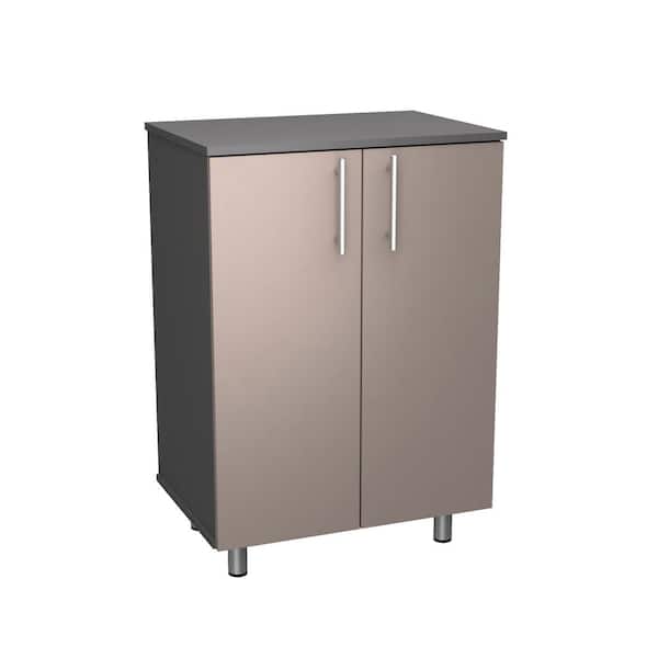 Maestrik 23.62 in. W x 34.25 in. H x 16.53 in. D 2-Door Wood Garage Storage Freestanding Cabinet in Taupe/Dark Gray