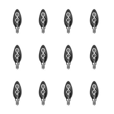 25-Watt Equivalent B10 Dimmable Candelabra Smoke Glass Vintage LED Light Bulb with Spiral Filament Daylight (12-Pack)