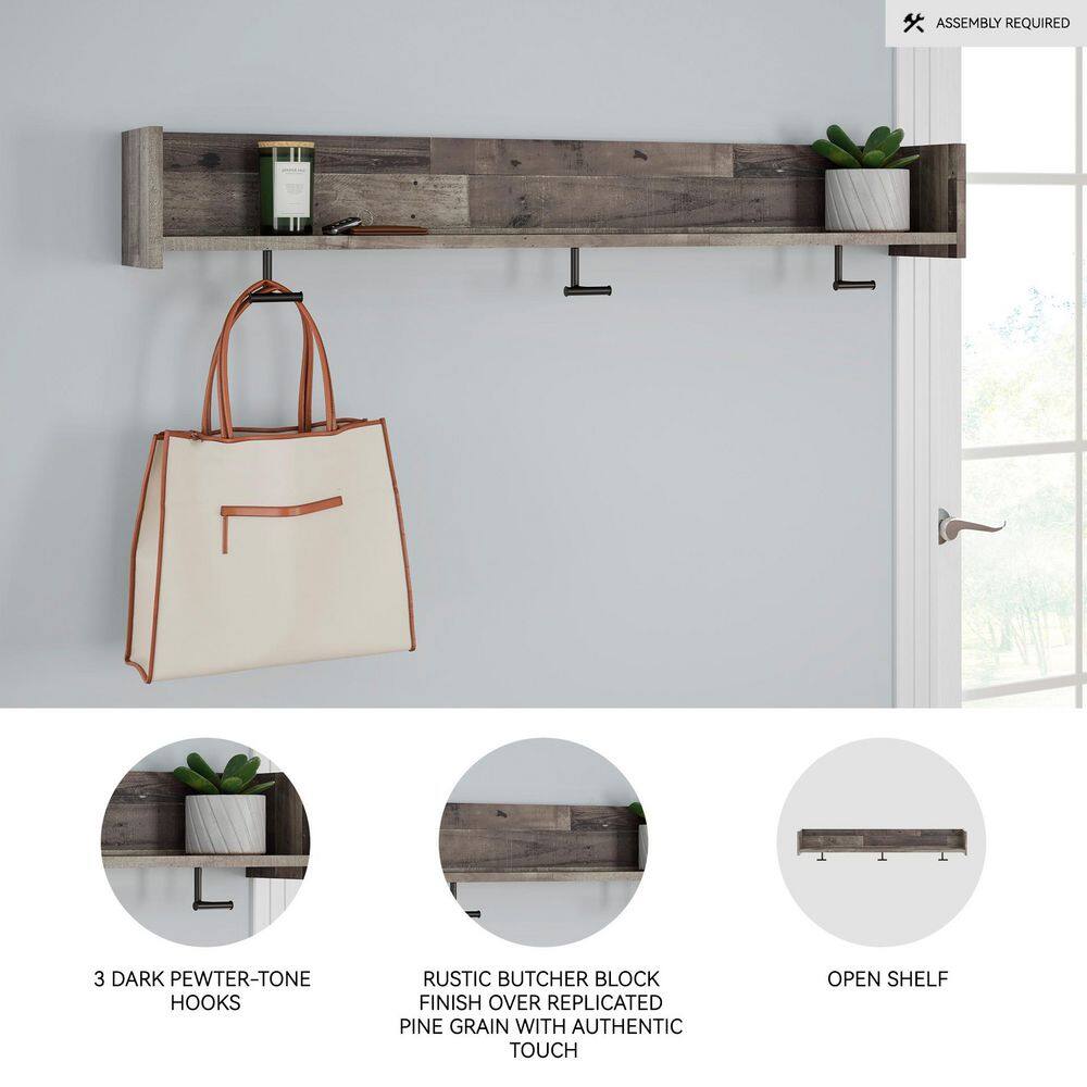 Neilsville Gray Wall-Mounted Coat Rack with Shelf - thumbnail 7