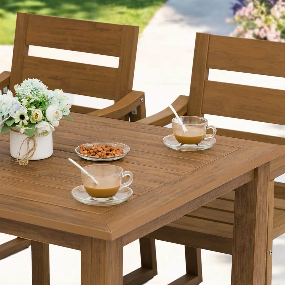 7-Piece Brown Recycled Plastic Outdoor Dining Set with Armchairs