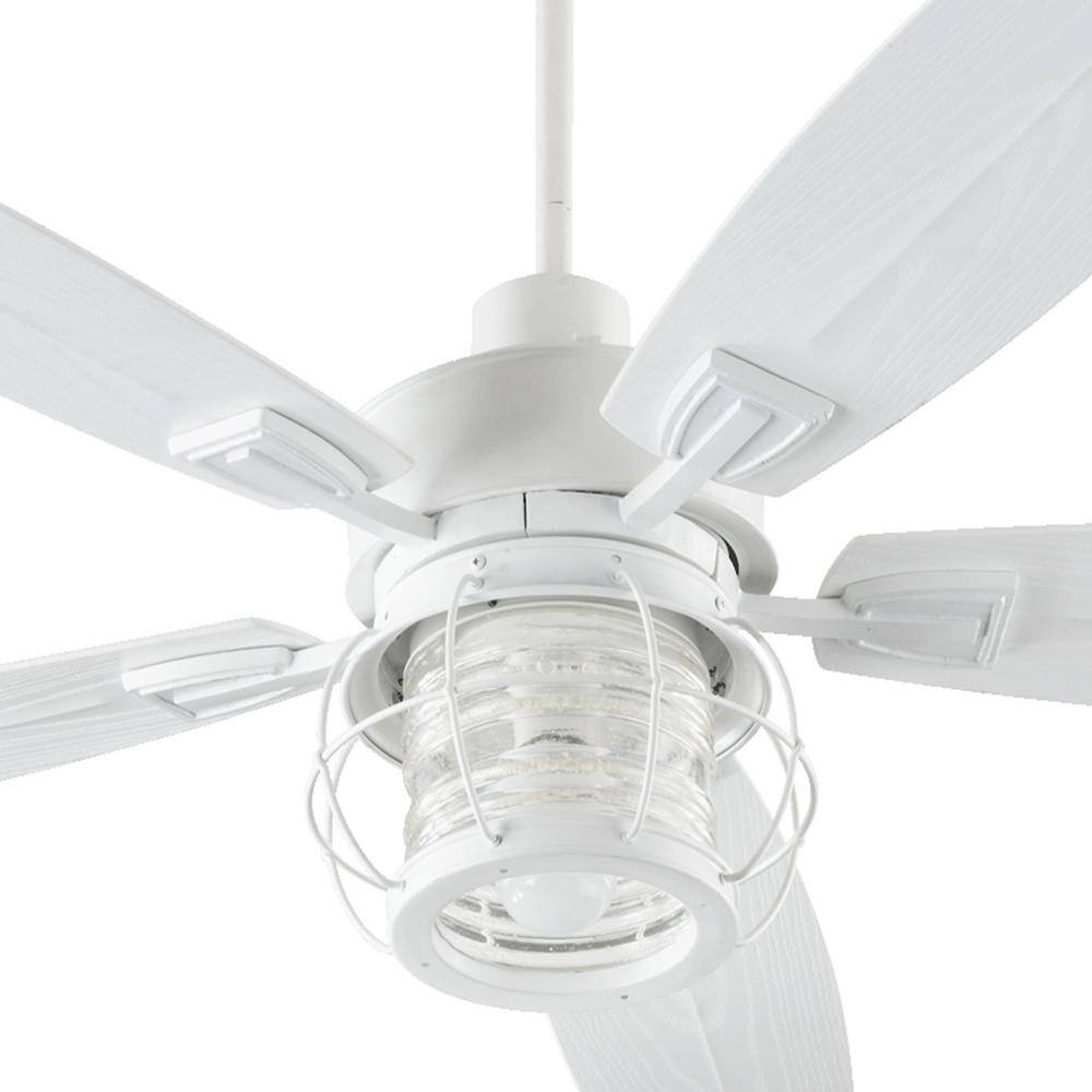 Studio White 52" Outdoor Ceiling Fan with LED Light