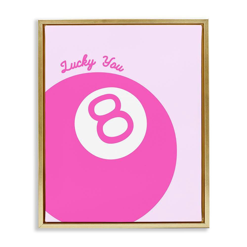 Lucky You Eight Ball by House of Lulu Gold Floater Frame Typography Graphic Art Print 21 in. x 17 in. price history on PriceWatchPro