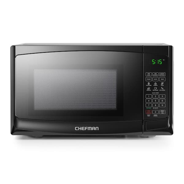 Chefman 0.9 cu. ft. Countertop Microwave in Black with Presets, Power Levels, Mute, 30 Seconds, Eco Mode, Child lock, 900 Watts