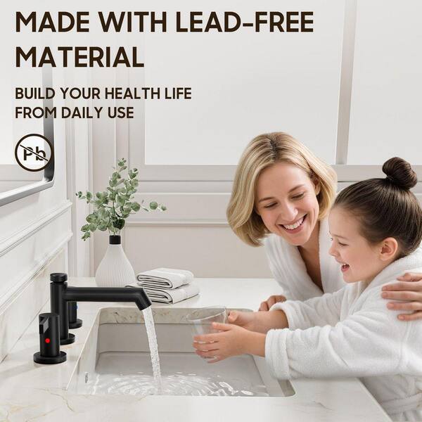 Kadilac 3 Hole Matte Black Bathroom Sink Faucet, 8 Inch Widespread