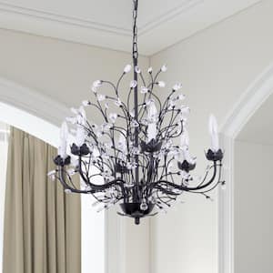 Chicago 6-Light Black Candlestick Chandelier With Crystal